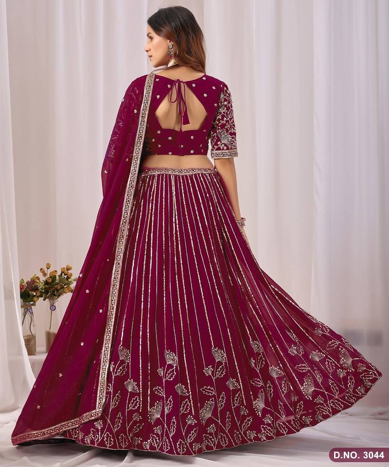 Faux Georgette Lehenga Choli with Embroidered & Sequin Work