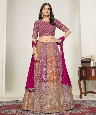 Faux Georgette Lehenga Choli with Embroidered & Sequin Work 1