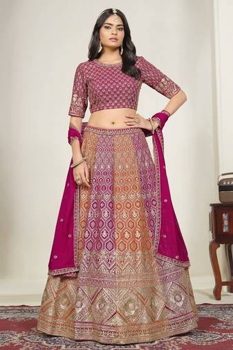 Faux Georgette Lehenga Choli with Embroidered & Sequin Work