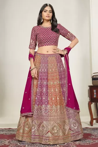 Faux Georgette Lehenga Choli with Embroidered & Sequin Work
