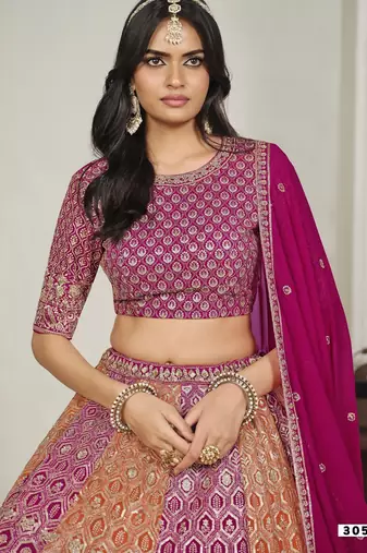 Faux Georgette Lehenga Choli with Embroidered & Sequin Work