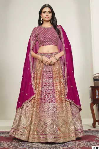 Faux Georgette Lehenga Choli with Embroidered & Sequin Work
