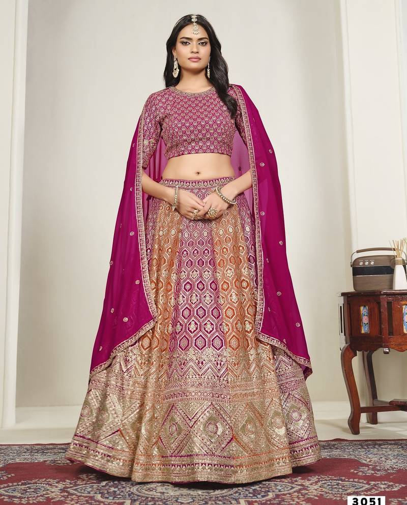 Faux Georgette Lehenga Choli with Embroidered & Sequin Work