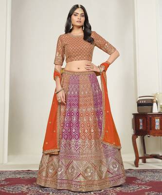 Faux Georgette Lehenga Choli with Embroidered & Sequin Work 1
