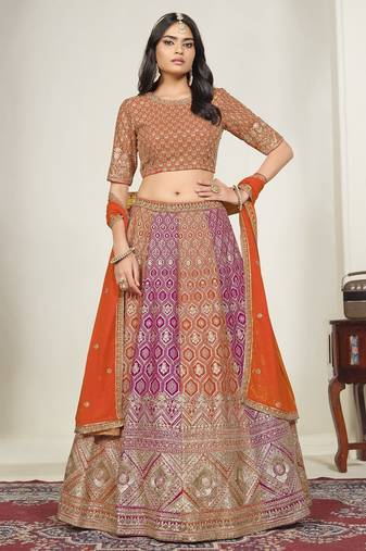 Faux Georgette Lehenga Choli with Embroidered & Sequin Work
