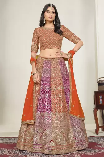 Faux Georgette Lehenga Choli with Embroidered & Sequin Work