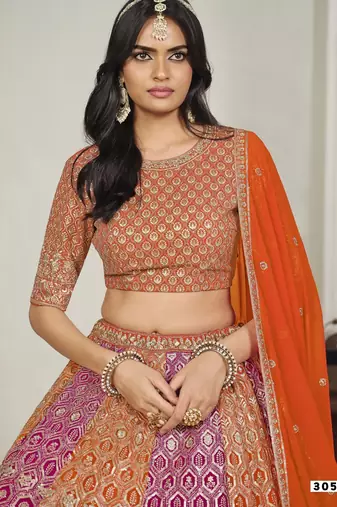 Faux Georgette Lehenga Choli with Embroidered & Sequin Work