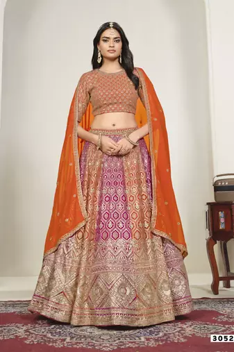 Faux Georgette Lehenga Choli with Embroidered & Sequin Work
