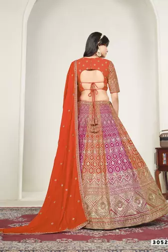 Faux Georgette Lehenga Choli with Embroidered & Sequin Work