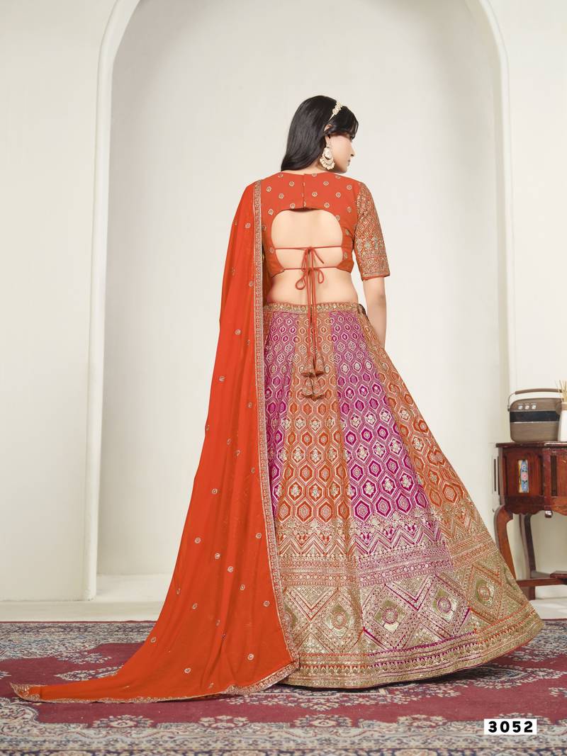 Faux Georgette Lehenga Choli with Embroidered & Sequin Work