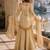 Rakhi special mirror work cream kurta palazzo set with dupatta