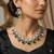 emerald green cz bridal jewellery set, silver statement necklace earrings, wedding prom cubic zirconia