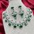 emerald green cz bridal jewellery set, silver statement necklace earrings, wedding prom cubic zirconia