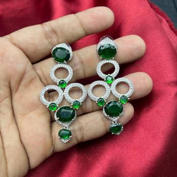 emerald green cz bridal jewellery set, silver statement necklace earrings, wedding prom cubic zirconia 4