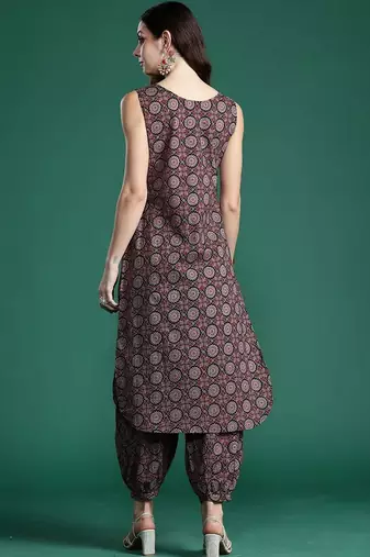 Women Ethnic Motifs Printed Cotton Kurta with Salwar