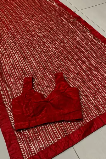 Maroon sequins embroidered georgette saree with banglori satin unstitched blouse