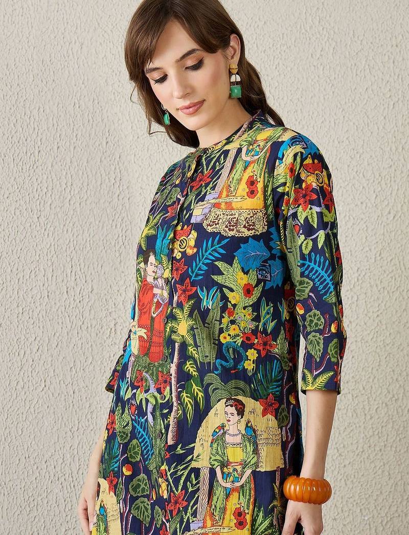 Women Printed Cotton Kurta With Trousers