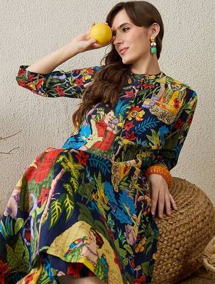 Women Printed Cotton Kurta With Trousers 6