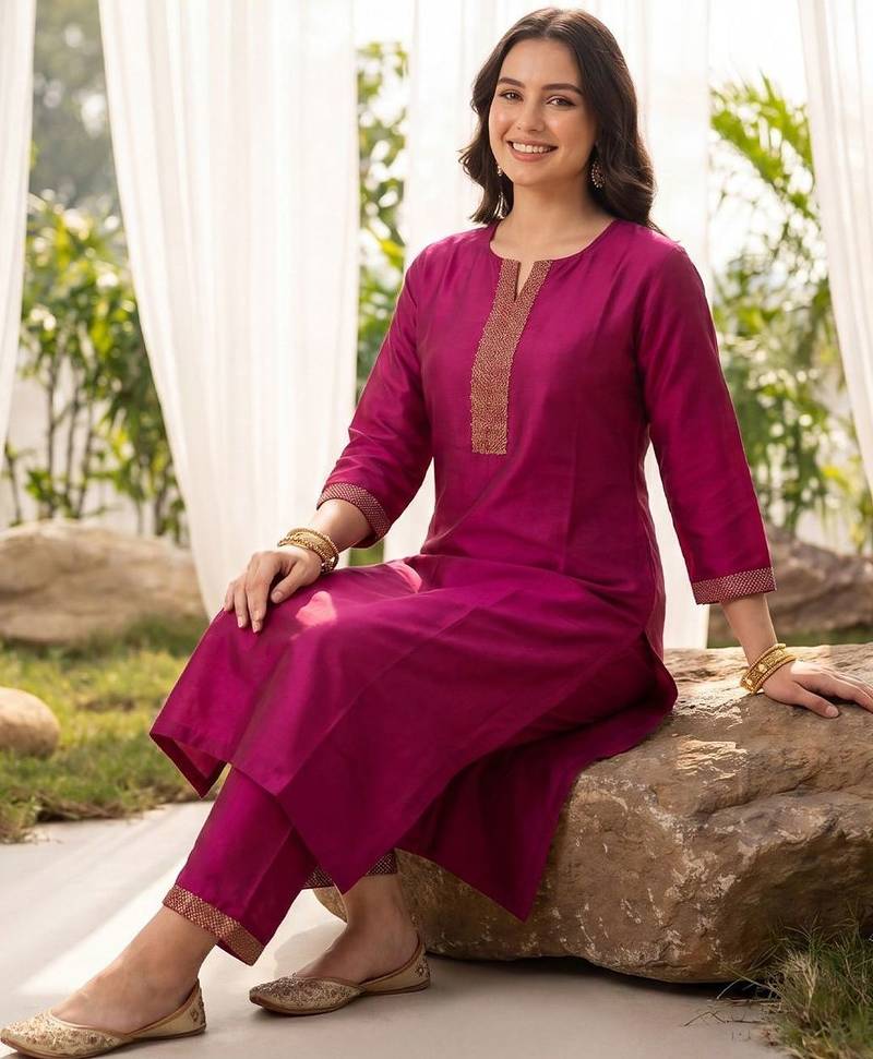 Women Ethnic Motifs Thread Work Kurta with Trousers