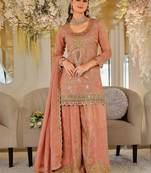 Women Ethnic Motifs Embroidered Thread Work Kurta with Sharara & With Dupatta