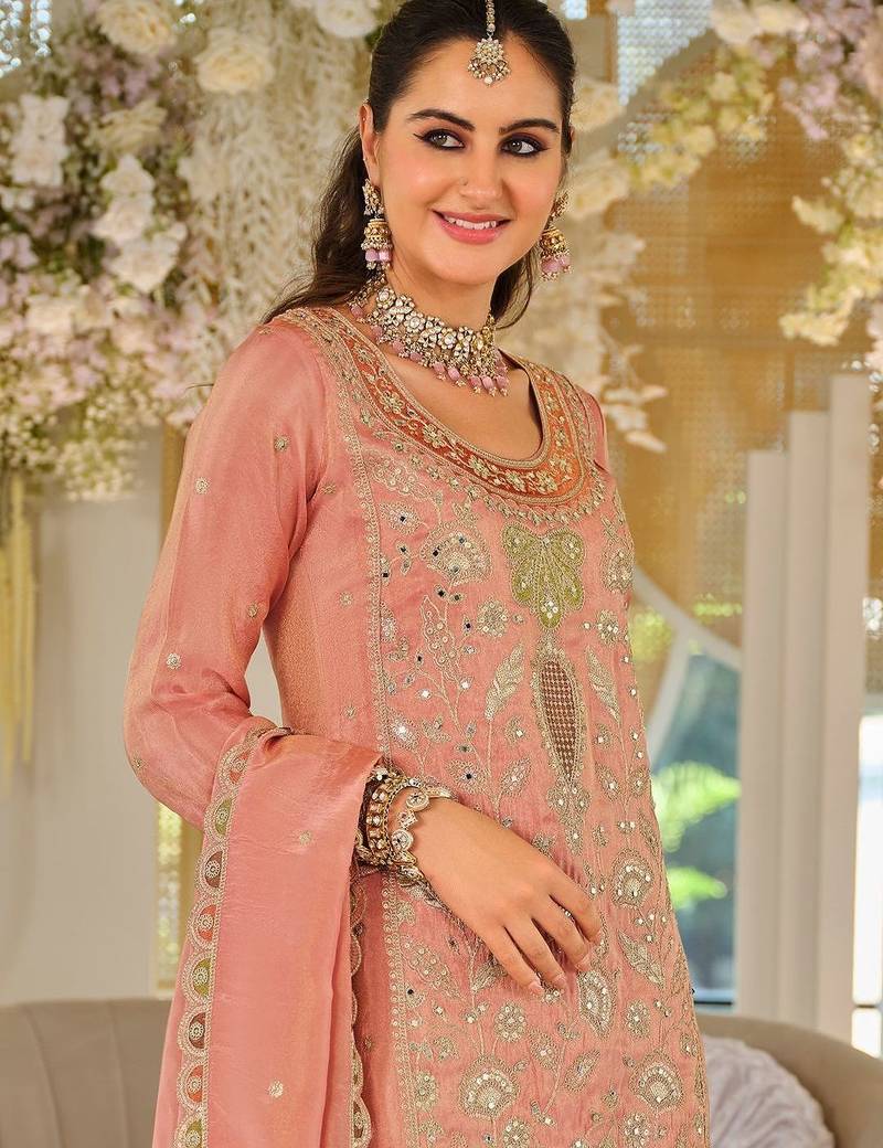 Women Ethnic Motifs Embroidered Thread Work Kurta with Sharara & With Dupatta