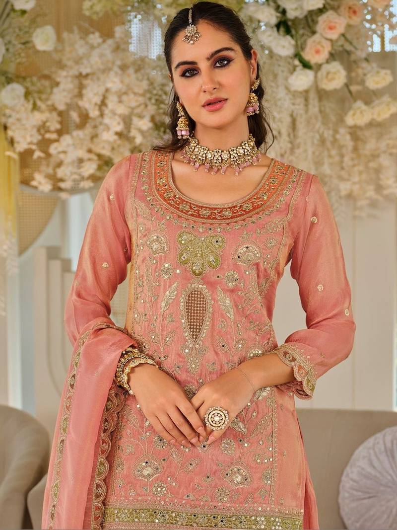 Women Ethnic Motifs Embroidered Thread Work Kurta with Sharara & With Dupatta