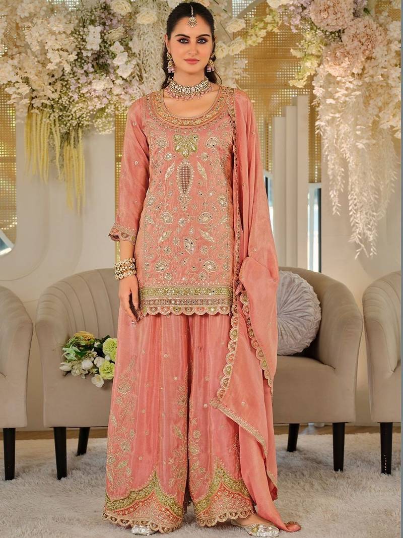 Women Ethnic Motifs Embroidered Thread Work Kurta with Sharara & With Dupatta