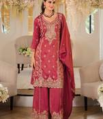 Women Ethnic Motifs Embroidered Panelled Mirror Work Kurta with Palazzos & With Dupatta