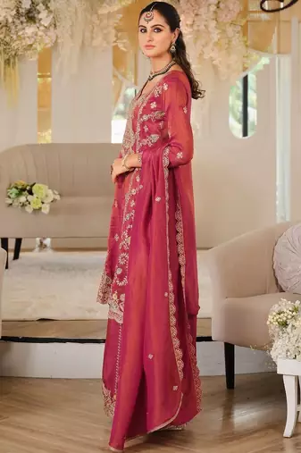 Women Ethnic Motifs Embroidered Panelled Mirror Work Kurta with Palazzos & With Dupatta