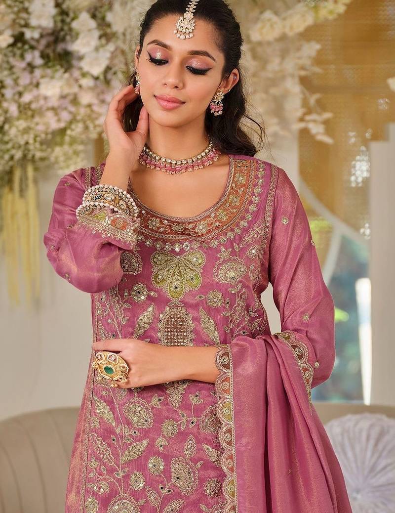 Women Ethnic Motifs Embroidered Thread Work Kurta with Sharara & With Dupatta