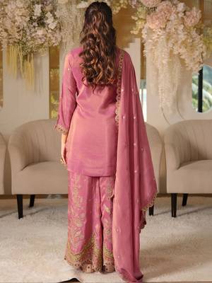 Women Ethnic Motifs Embroidered Thread Work Kurta with Sharara & With Dupatta 7