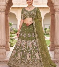 Olive Green Thread Work and Sequin Lehengas Choli 