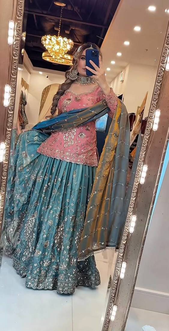 Pink Color  Sequence Embroidery Work Silk BlendSalwar Suit