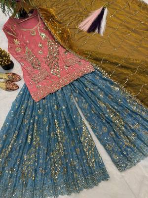 Pink Color  Sequence Embroidery Work Silk BlendSalwar Suit 2