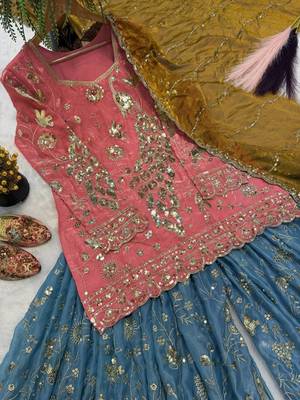 Pink Color  Sequence Embroidery Work Silk BlendSalwar Suit 5
