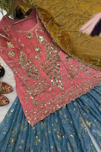 Pink Color  Sequence Embroidery Work Silk BlendSalwar Suit