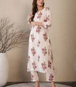 Women Floral Printed Cotton Kurta with Trousers