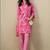 Women Floral Printed Thread Work Cotton Kurta with Trousers