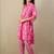 Women Floral Printed Thread Work Cotton Kurta with Trousers