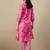 Women Floral Printed Thread Work Cotton Kurta with Trousers