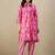 Women Floral Printed Thread Work Cotton Kurta with Trousers