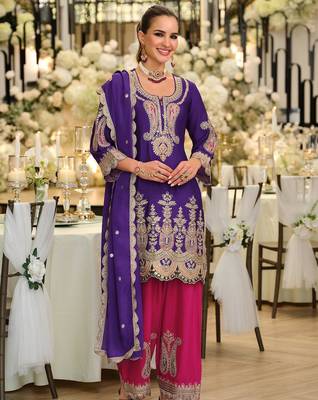 Women Ethnic Motifs Embroidered Thread Work Kurta with Patiala & With Dupatta 1
