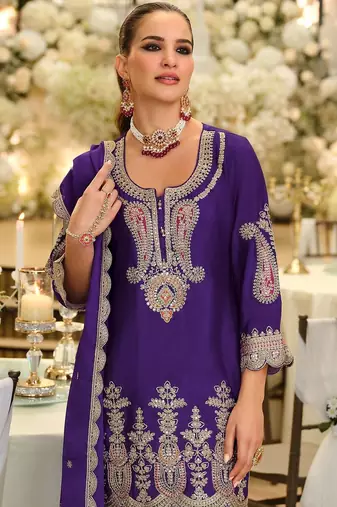 Women Ethnic Motifs Embroidered Thread Work Kurta with Patiala & With Dupatta