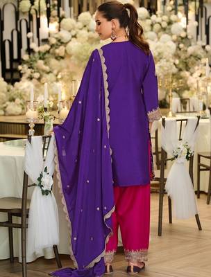 Women Ethnic Motifs Embroidered Thread Work Kurta with Patiala & With Dupatta 7