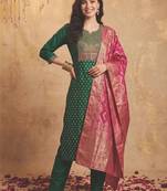 Women Ethnic Motifs Embroidered Sequinned Kurta with Trousers & With Dupatta