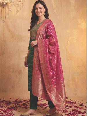 Women Ethnic Motifs Embroidered Sequinned Kurta with Trousers & With Dupatta 3