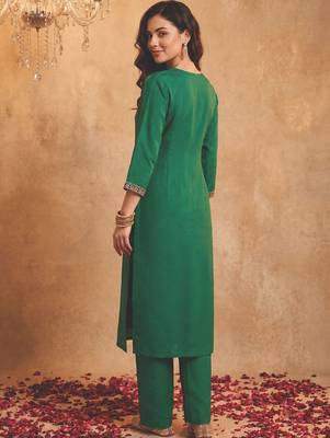 Women Ethnic Motifs Embroidered Sequinned Kurta with Trousers & With Dupatta 4