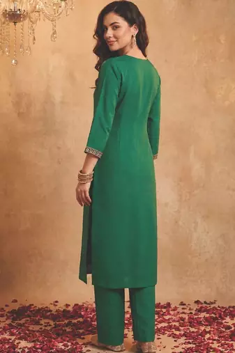 Women Ethnic Motifs Embroidered Sequinned Kurta with Trousers & With Dupatta