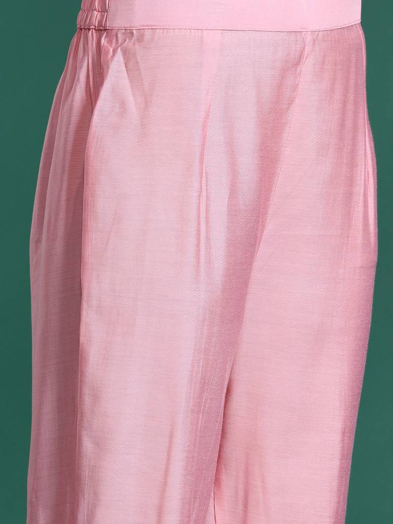 Floral Embroidered Sequinned Kurta with Trousers & Dupatta