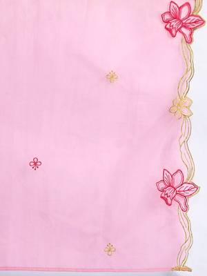 Floral Embroidered Sequinned Kurta with Trousers & Dupatta 4